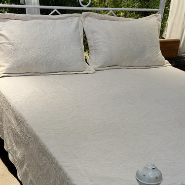white warm self design bedsheet | side view